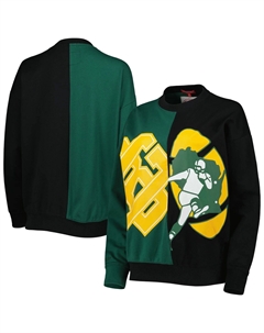 Женский пуловер с большим лицом Mitchell & Ness Green/Black Green Bay Packers Unbranded