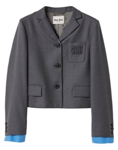 Однобортный укороченный блейзер, серый Miu miu