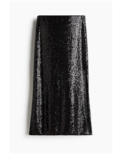 Юбка с пайетками длины миди, черный H&m