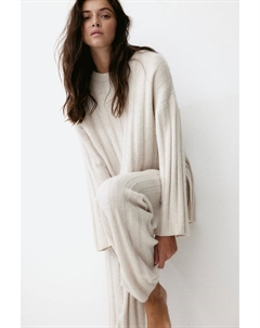 Брюки из смесовой шерсти в рубчик, бежевый H&m