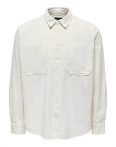 Рубашка на пуговицах стандартного кроя Alp, шерсть белая Only & sons