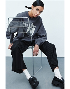 Толстовка оверсайз с принтом, серый H&m