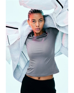 Трикотажный топ с вырезом лодочкой, серый H&m