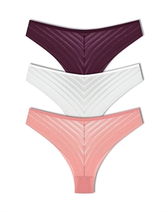 Прозрачные кружевные бразильские женские трусики из 3 предметов, фиолетовый порошок Hnx