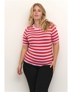 Футболка с принтом MALIA WIDE STRIPE, цвет pink mist cayenne stripe Kaffe curve