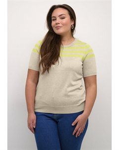 Футболка с принтом MAJI SHORT SLEEVES, цвет sand melange lime half stripe Kaffe curve