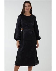 Платье миди с круглым вырезом и вырезом, черный Blue vanilla