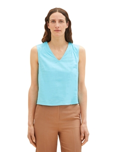 Топ Ärmellose Bluse V Ausschnitt aus Leinen BLUSEN, бирюзовый Tom tailor