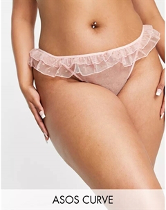 Розовые блестящие сетчатые стринги DESIGN Curve с мешочком для хранения Asos