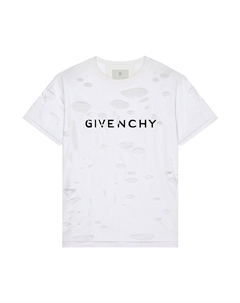 Двухслойная классическая футболка с отверстиями от, цвет Белый Givenchy