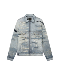 Куртка оверсайз на молнии с V-образным карманом 4G и заклепками от, цвет Голубой Givenchy