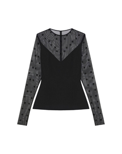 Тюлевый топ с длинными рукавами Give 4G, цвет Черный Givenchy