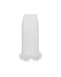 Юбка из кади стрейч с перьями, цвет Белый/Кристалл Miu miu