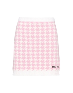 Мини-юбка кашемирового трикотажа, цвет Белый/Розовый Miu miu