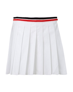 Мини-юбка из плиссированного поплина с вышитым логотипом, цвет Белый Miu miu