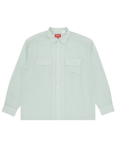 Льняная рубашка в тонкую полоску, светло-голубая Supreme