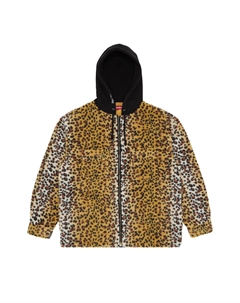 Флисовая рубашка на молнии с капюшоном, цвет Коричневый леопард Supreme