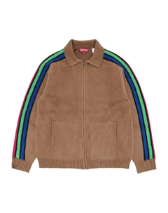 Свитер на молнии с рукавами и полосками, цвет Пыльный коричневый Supreme