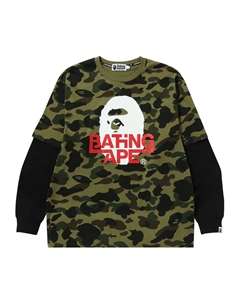 BAPE 1st Camo Многослойная футболка свободного кроя с длинными рукавами, цвет Зеленый A bathing ape®