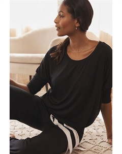 Пижама с напуском и длинными рукавами, черно/белый Eberjey