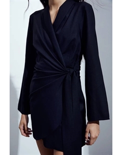 Платье из смесового льна с трансфером, черный H&m