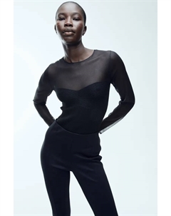 Полупрозрачная блузка, черный H&m