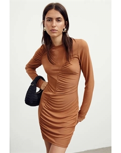 Платье из джерси с драпировкой, коричневый H&m