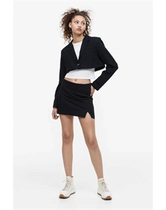 Мини-юбка из смесового льна, черный H&m