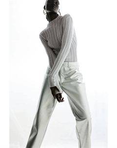 Блестящий пуловер эластичной вязки, серебряный H&m