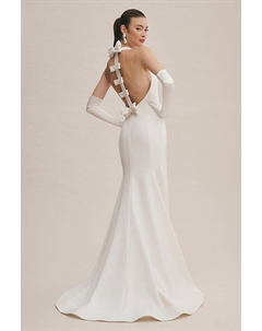 Свадебное платье for BHLDN Maisie с высоким воротником и бантом на спине, айвори Viktor&rolf