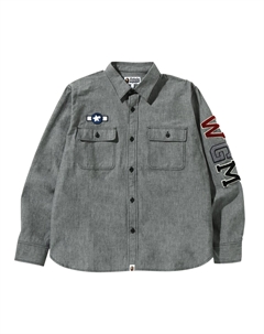 Рубашка свободного кроя из шамбре BAPE Busy Shark, цвет Черный A bathing ape®