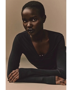 Блузка с декоративной пряжкой, черный H&m