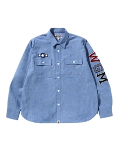 Рубашка свободного кроя BAPE Busy Shark Chambray, цвет Синий/Светлый индиго A bathing ape®