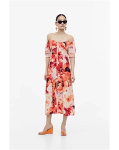 Платье из крепа с открытыми плечами, оранжевый H&m