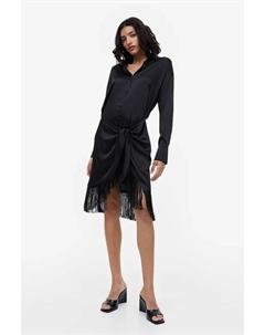 Платье-рубашка с бахромой, черный H&m