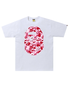 BAPE ABC Камуфляжная футболка с головой большой обезьяны, цвет Белый/Розовый A bathing ape®