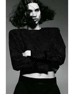 Блузка с камнями, черный H&m