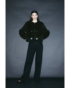 Короткая пушистая куртка, черный H&m