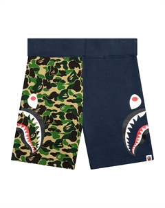 BAPE ABC Камуфляжные спортивные шорты с изображением акулы, цвет Зеленый/Темно-синий A bathing ape®