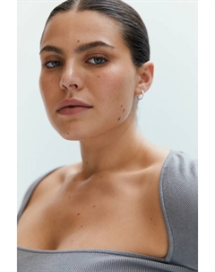 Короткая блузка с квадратным вырезом, серый H&m