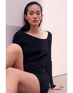 Облегающее платье из эластичного трикотажа, черный H&m