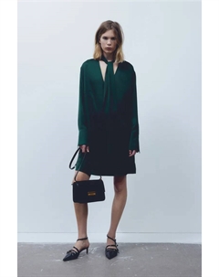 Атласное платье на шнуровке, зеленый H&m