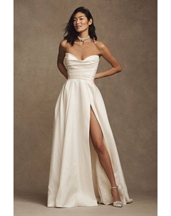 Свадебное платье Preston без бретелек с пышной юбкой из тафты, слоновая кость Jenny yoo