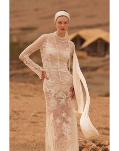 Платье-футляр свадебное Francesс высоким воротником, бежевый Watters