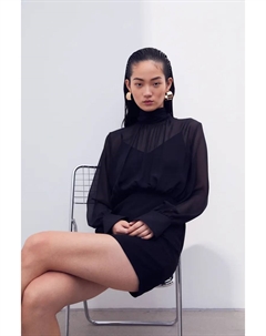 Платье с воротником-стойкой, черный H&m