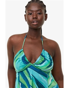 Платье из хлопка с кружевами на шее , бирюзовый H&m