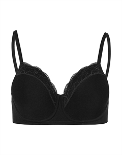 Бюстгальтер-футболка Cotton Lace, черный Hanro