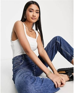 Белая майка с овальным вырезом спереди и сзади Asos