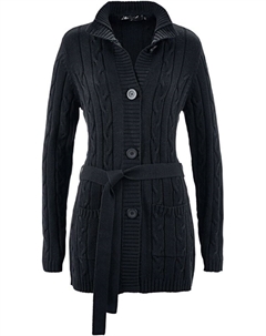 Длинный кардиган с узором «косы», черный Bpc selection