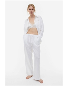 Рубашка оверсайз из смесового льна, белый H&m